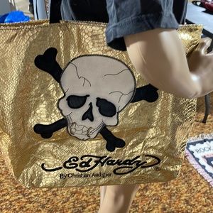 VINTAGE ED HARDY GOLD SHOPPER HALLOWEEN PUNK ROCK